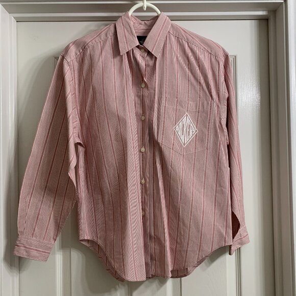 Dockers Brand Women's Pink and White Striped Blouse, Size Small - Picture 1 of 3